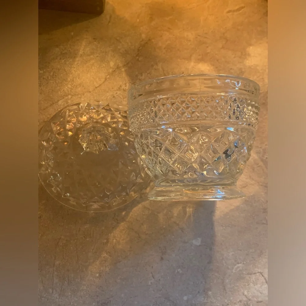 Vintage Clear Glass Candy Jar with Lid 6” x 3.75
